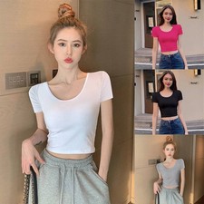 Damen Sommer Crop Tee Kurzarm