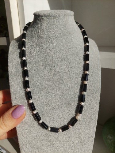 Design halskette onyx perlen - onyx,