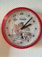 Kinderwanduhr ♥️ Wanduhr Stunden Minuten Sekunden Zeiger rot Plaste Disney Bambi