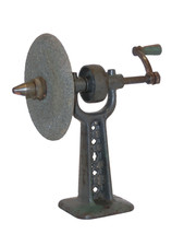 Antike Jugendstil Gusseisen Tisch Schleifmaschine Drehbank Riemen & Kurbel