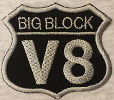 Patch Aufnäher V8 BIG BLOCK Biker Hot Rod Custom VINTAGE RETRO 50s USA AUTO CAR 