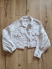 Zara Cropped Oversized Jacke Jeansjacke Weiss Gr M Vintage