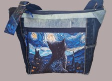 Handarbeit *Unikat*  große Handtasche  Jeans Upcycling  Jeanstasche  Katze
