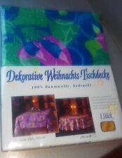 WEIHNACHTEN TISCHDECKE OVP TOP BAUMWOLLE KERZE STERNE 1,3x1,6m VINTAGE 50er 60er