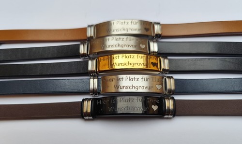 Leder armband mit gravurplatte - armband,