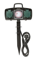 2 fach Gartensteckdose mit Zeitschaltuhr Außensteckdose Strom Verteiler IP44