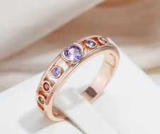 Damen Ring 14k 585 Rolled Rosegold Bunte Zirkonias 17,8mm 