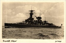 PC WWII, DEUTSCHLAND, MILITÄRSCHIFF, PANZERSCHIFF "LÜTZOW", Vintage Postkarte (b65142)