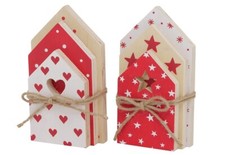 6 STK Deko Häuser rot weiß