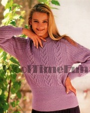 Strickmuster klassischer Pullover Pulli mit Zopfmuster und Spitze. DK Garn. 30" - 40"