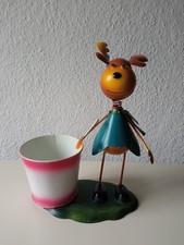 Blumentopf Übertopf aus Zink mit weihnachtlicher Figur Rentier Elch, gebraucht