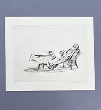 Arno Mohr Lachender Alter, Radierung 1986