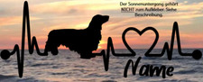 Aufkleber Hund Langhaardackel Herzschlaglinie Wohnwagen, Auto
