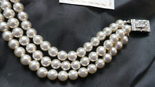 PERLENARMBAND 3REIHIG EDELMODESCHMUCK BUGOR ARTDECO 13 SWAROWSKISTEINE NEUWERTIG