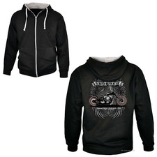 Biker Motorrad Jacke Zip Hoodie Kontrast Sweatjacke Chopper Bobber *4219 schwarz