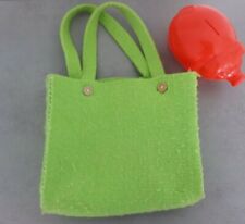 Filz-Tasche, grün, ca.: 20 cm x 22 cm x 6 cm + Sparschwein, rot