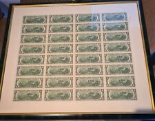 ungeschnittener Bogen mit 4 x 8 = 32  2-Dollar Banknoten der USA 