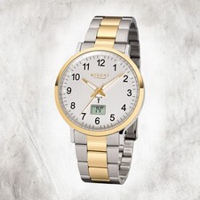 Regent Metall Herren Uhr FR-245 Analog-Digital Armbanduhr silber Funkuhr URFR245