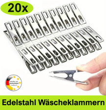 20x Edelstahl Wäscheklammern Metall silber Wäsche Klammer Set Stabil Handtuch