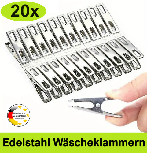 20x edelstahl wäscheklammern - edelstahl,