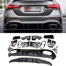 Passt für Mercedes-Benz A Limo. V177 Heckdiffusor Glanz Schwarz Endrohr Diffusor