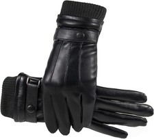 BW Handschuhe Leder Lederhandschuhe Fingerhandschuhe Schwarz gefüttert Eingröße