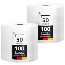 2 Rollen Luftpolsterfolie 50cm x 100m Polsterfolie Blasenfolie Knallfolie
