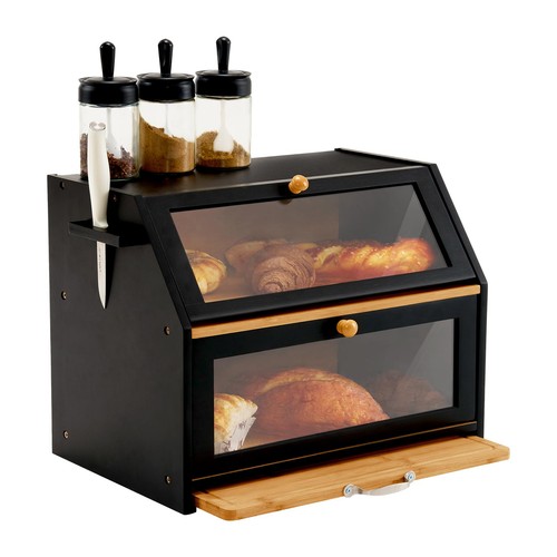 Brotkasten aus bambus mit - brotkasten,
