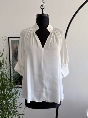 Weiße elegante satinbluse - h&m,