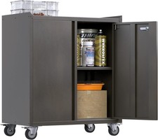 SUPEER Werkzeugschrank mit Rollen, Metallschrank mit 2 Türen und verstellbaren