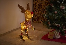 LED Weihnachtsfigur beleuchtetes Rentier mit Timer – Perfekte Winterdeko
