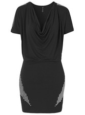 Nieten-Shirtkleid Gr. 36 Schwarz Damenkeid Minikleid Partykleid Abendkleid Neu