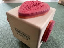 Heindesign, Würfelstempel, Holzblock, 4 versch. Erdbeermotive, ca. 5x5x5cm, NEU