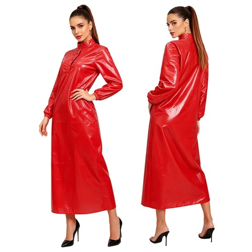 Damen wetlook kleid slim - de,