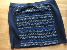 MISS ETAM Rock Stiefelrock Gr 46 48 L kurz blau bunt Strickeinsatz rar stretch