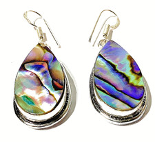 ABALONE-MUSCHEL Edelstein 925 Sterlingsilber Schmuck Ohrringe