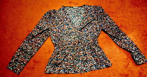 Bunte glitzernde wickel bluse - bunte,