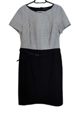 ESPRIT Damen Kleid mit Gürtel schwarz/weiß Gr.42 neu
