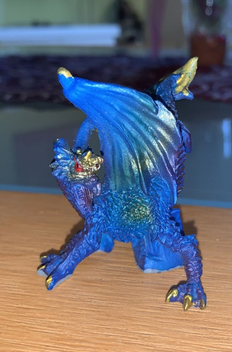 Drachen figur blau gold - blau/gold, ca