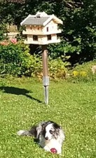 Vogelhaus, Luxus Vogelhaus XXL, mit Futtersilo ,Holz, Handarbeit, Blockhausstil