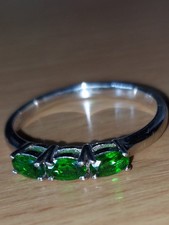 Cromdiopsid 3 Stone Ring 925er