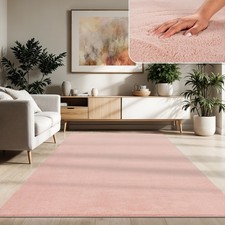 Moderner Wohnzimmer Teppich Kurzflor Waschbar Weich Einfarbig Felloptik Anti-Rut