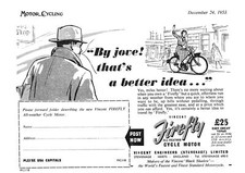 1953 Werbung für VINCENT FIREFLY Fahrrad Motor Moped Motorräder Original Printanzeige