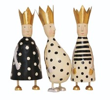 stimmungsvolle Dekofigur König zum stellen in creme-schwarz mit goldener Krone 