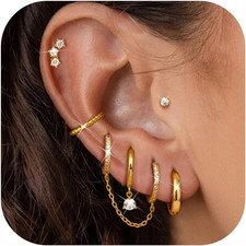 14K Gold Ohrstecker Creolen für Damen Chirurgischer Hypoallergene Ohrstecker Ket