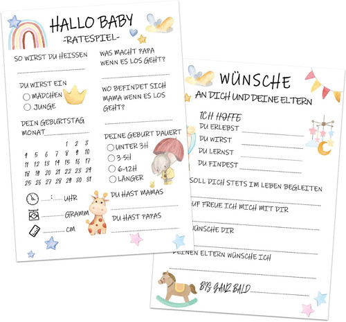 30x babyparty spiele karten - babyparty,