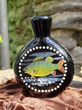 Schnupftabakglas Handbemalt Alt Tracht Bayern | Fisch Jagd Motiv | Vintage Glas