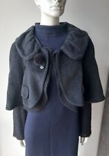 HANII Y. Jacke 34 36 schwarz 100% Alpaka Bommel Echtfell Langarm Made in Korea