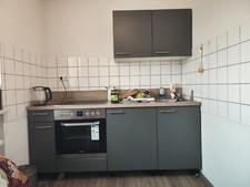 Küchenzeile Küchenblock Einbauküche ohne Elektro-Geräte 210 cm grau matt beige