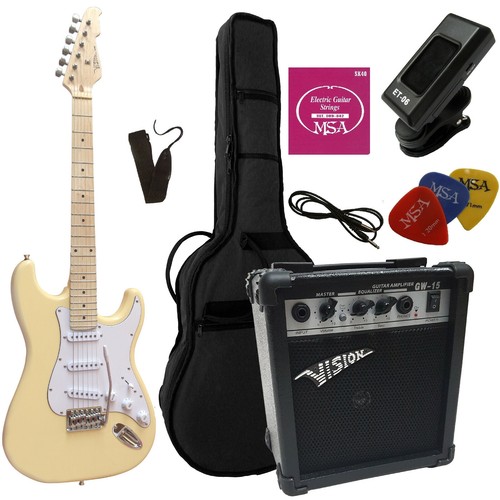 Gitarre set creme weiß - e,